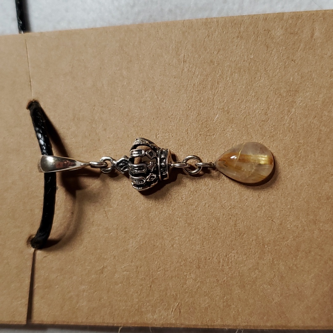 Sterling Silver Golden Rutile Crown Pendant